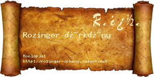 Rozinger Örkény névjegykártya